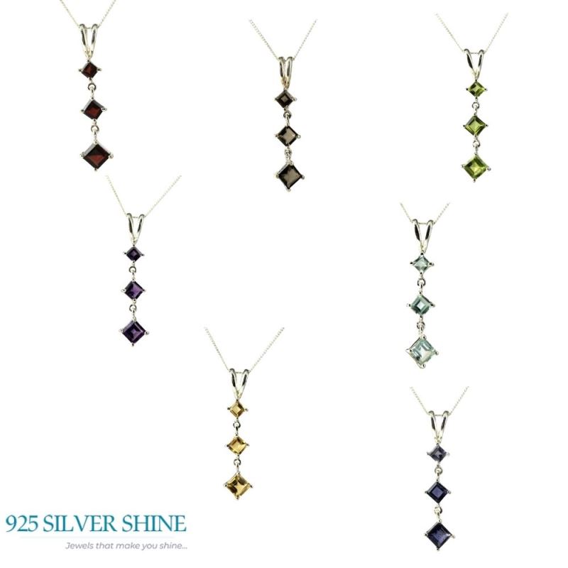 925 Solid Silver Pendants In Garnet Gemstone Jewelry 925SP214-1_3