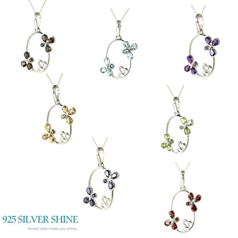 925 Sterling Silver Handmade Pendants In Blue Topaz Gemstone Jewelry 925SP215-1_2