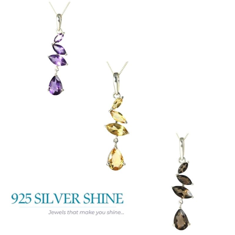 Rainbow Gemstone Pendants In 925 Fine Silver Jewelry 925SP219-1_1
