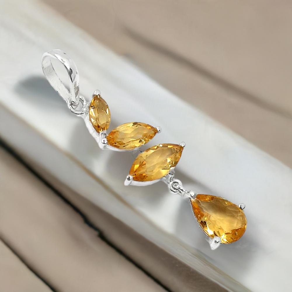 Citrine Gemstone Handmade Pendants In Solid Sterling Silver Jewelry 925SP219-3