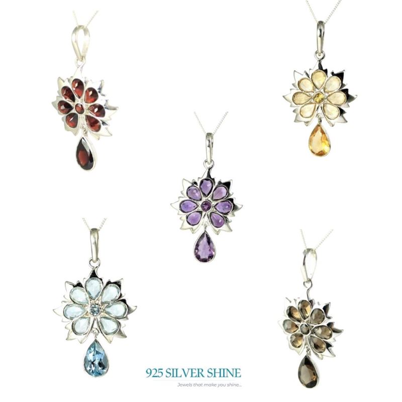 Blue Topaz Gemstone Handmade Pendants In Solid Sterling Silver Jewelry 925SP226-3_1