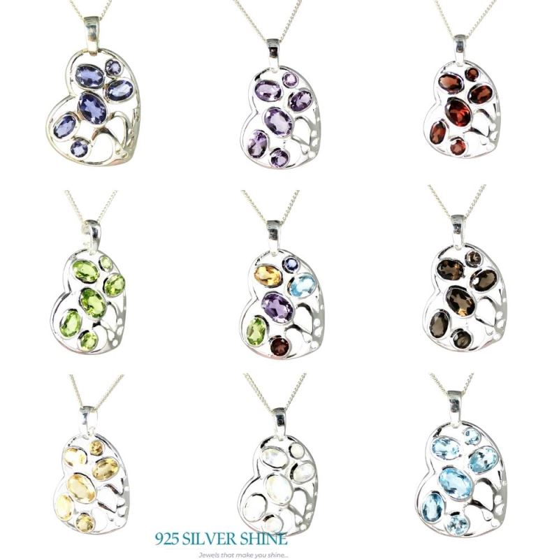 Solid Sterling Silver Handmade Pendants In Smokey Gemstone Jewelry 925SP230-2_2
