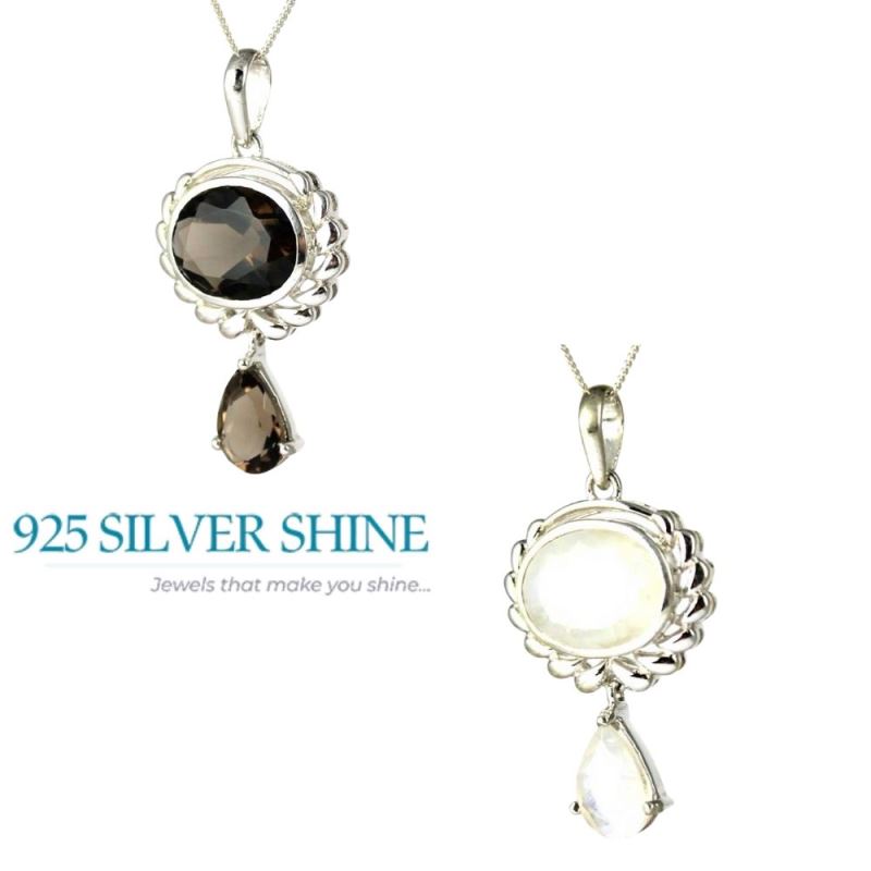 925 Sterling Silver Handmade Pendants In Rainbow Gemstone Jewelry 925SP231-2_2