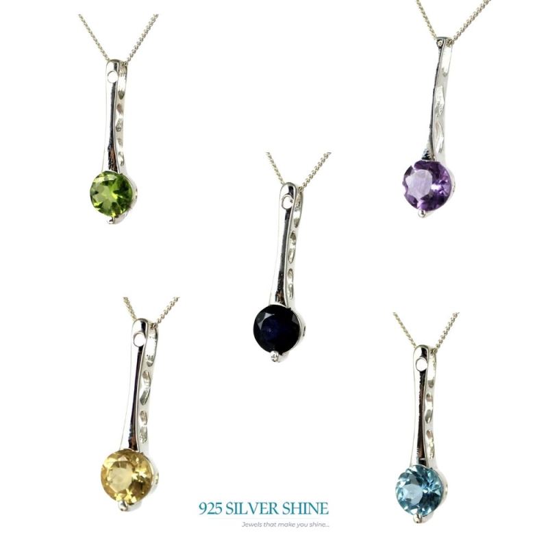 Blue Topaz Gemstone Pendants In 925 Solid Silver Jewelry 925SP233-2_1