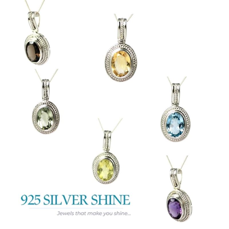 Blue Topaz Gemstone Pendants In 925 Fine Silver Jewelry 925SP235-2_2