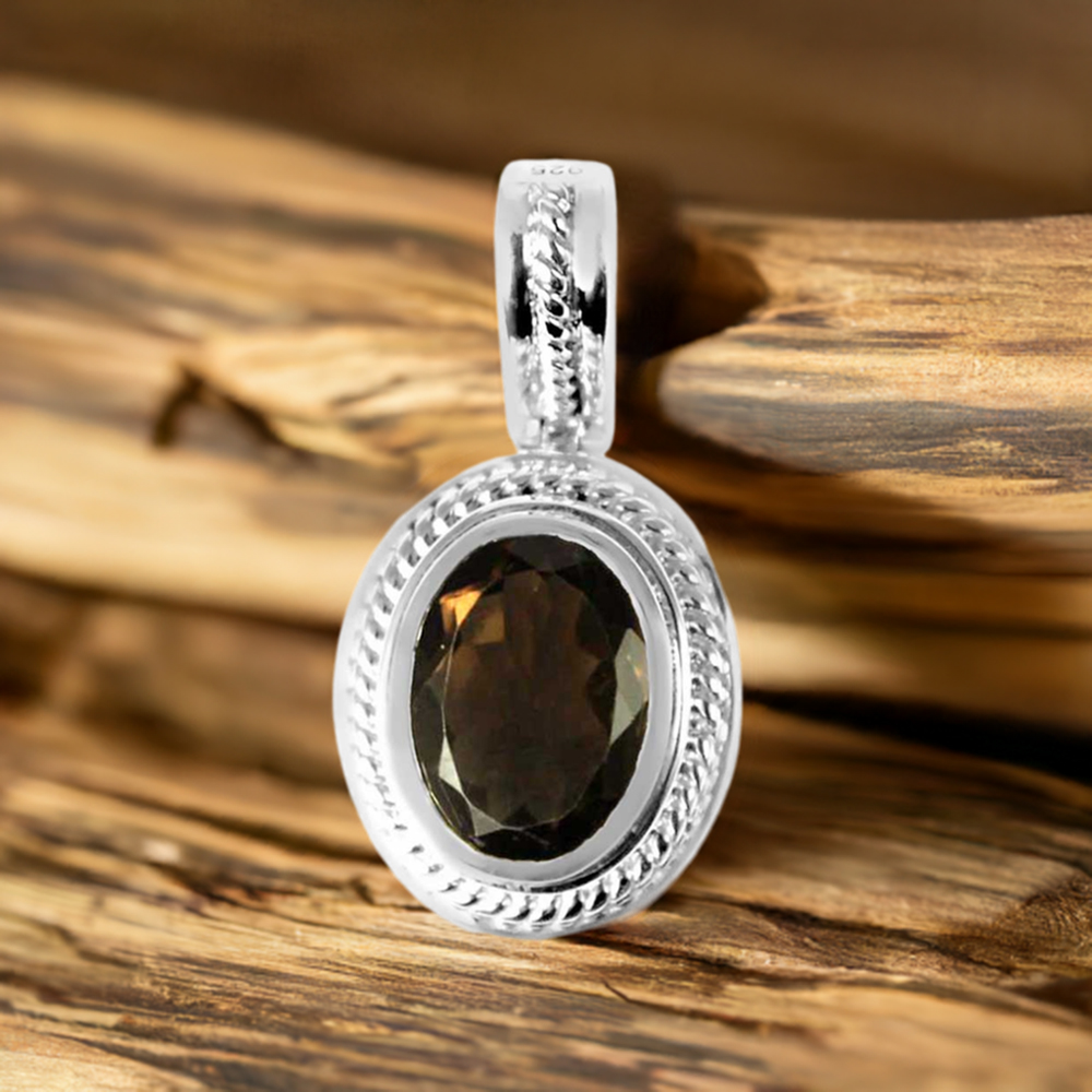 Smokey Gemstone Pendants In Fine Sterling Silver Jewelry 925SP235-5
