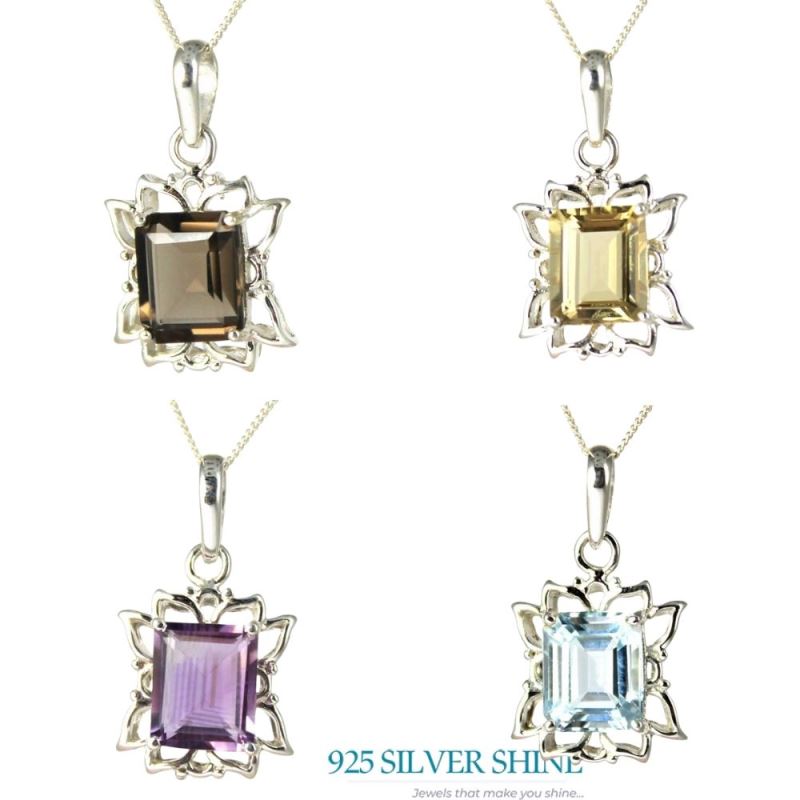 Solid Sterling Silver Handmade Pendants In Blue Topaz Gemstone Jewelry 925SP239-2_2