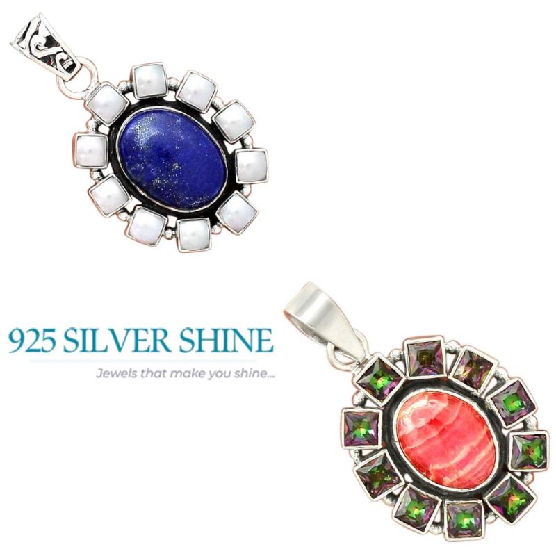 Fine Sterling Silver Pendants In Multi Gemstone Jewelry 925SP24-2_4