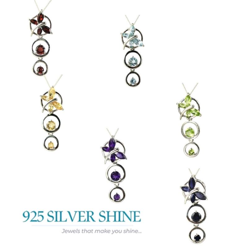 Solid Sterling Silver Handmade Pendants In Blue Topaz Gemstone Jewelry 925SP240-3_2