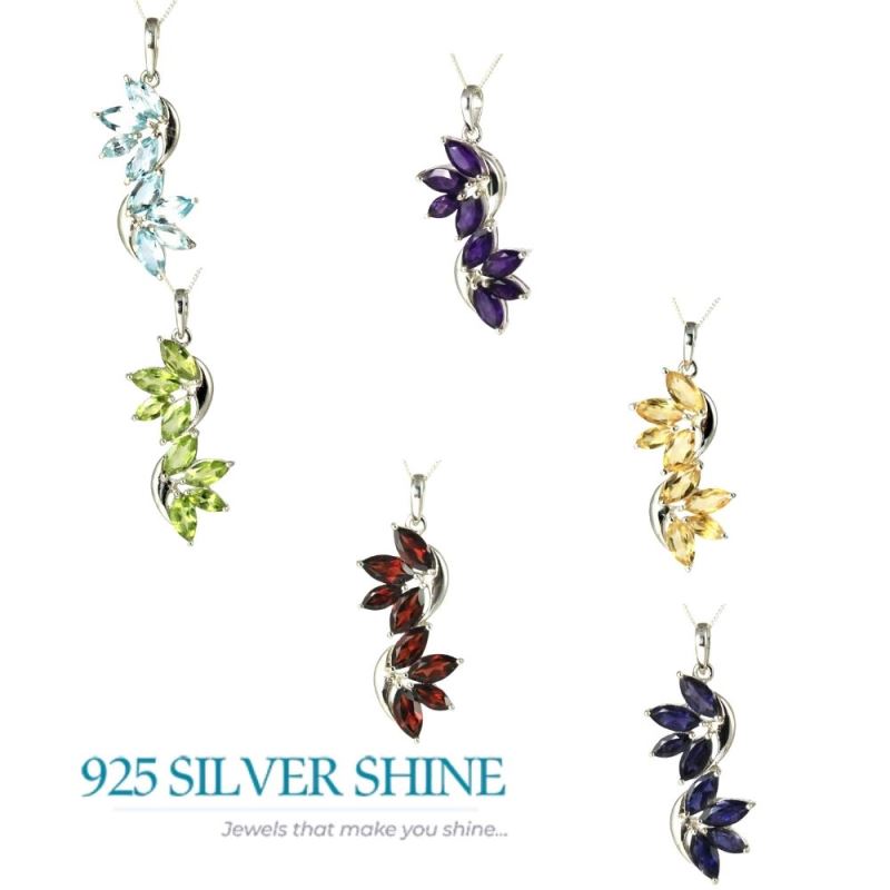 Blue Topaz Gemstone Pendants In 925 Fine Silver Jewelry 925SP241-5_2