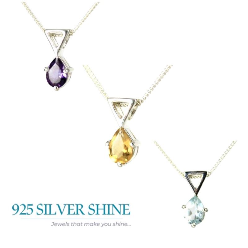 925 Fine Silver Pendants In Amethyst Gemstone Jewelry 925SP249-2_1