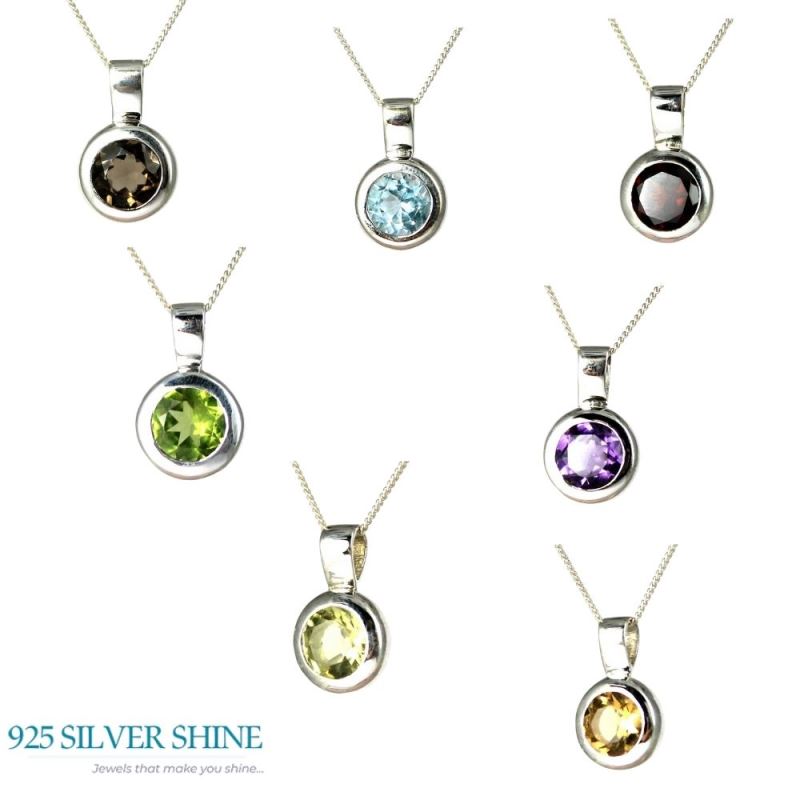 Fine Sterling Silver Pendants In Amethyst Gemstone Jewelry 925SP262-1_2