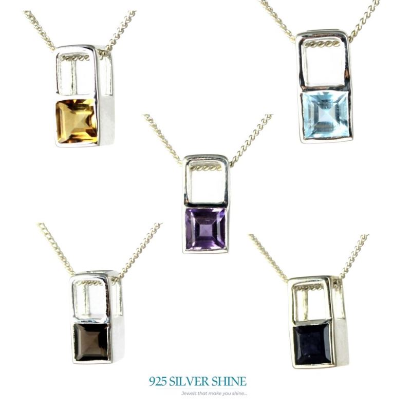 Solid Sterling Silver Handmade Pendants In Blue Topaz Gemstone Jewelry 925SP263-3_2