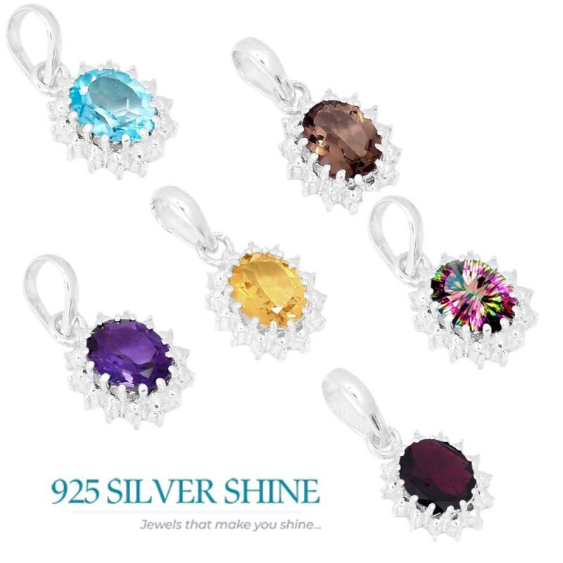 Blue Topaz Gemstone Pendants In 925 Fine Silver Jewelry 925SP267-2_2