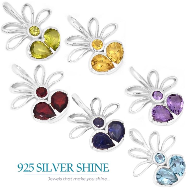 925 Sterling Silver Handmade Pendants In Blue Topaz Gemstone Jewelry 925SP268-2_3