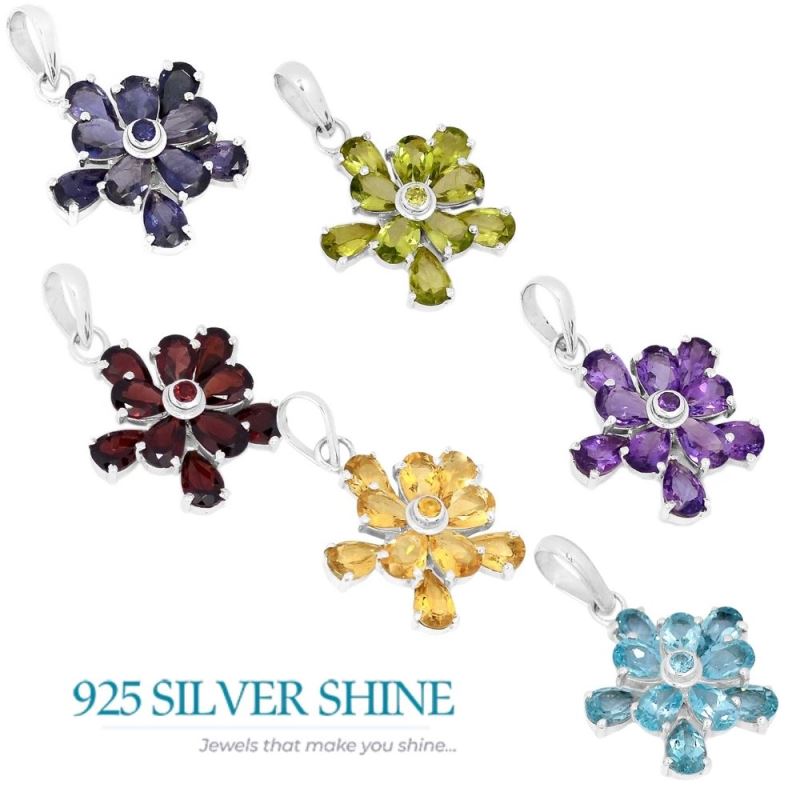 Solid Sterling Silver Handmade Pendants In Blue Topaz Gemstone Jewelry 925SP269-2_3