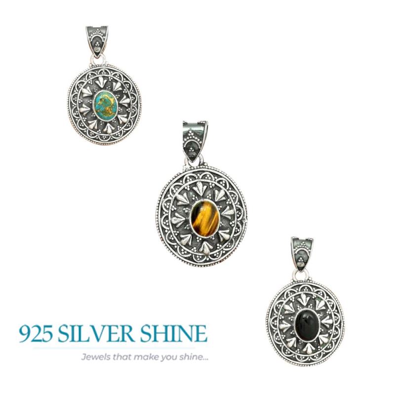 Turquoise Gemstone Handmade Pendants In 925 Sterling Silver Jewelry 925SP27-3_4