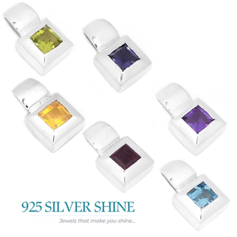 Fine Sterling Silver Pendants In Citrine Gemstone Jewelry 925SP272-3_2