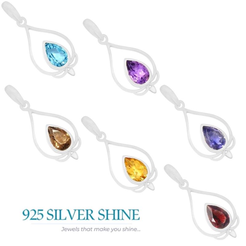 Smokey Gemstone Pendants In 925 Fine Silver Jewelry 925SP274-7_2