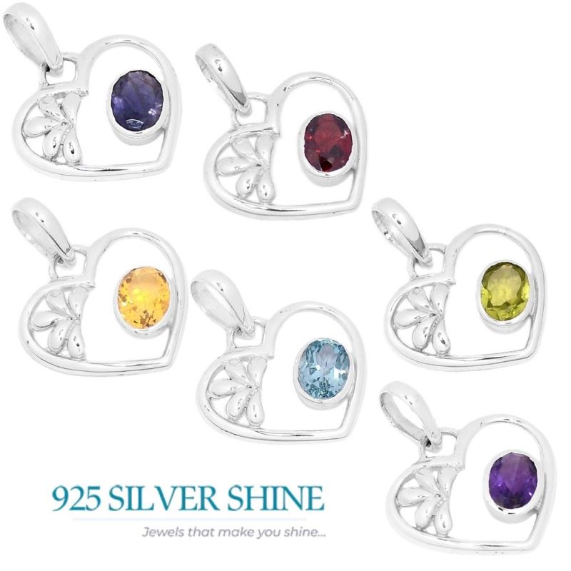 925 Fine Silver Pendants In Garnet Gemstone Jewelry 925SP278-4_1