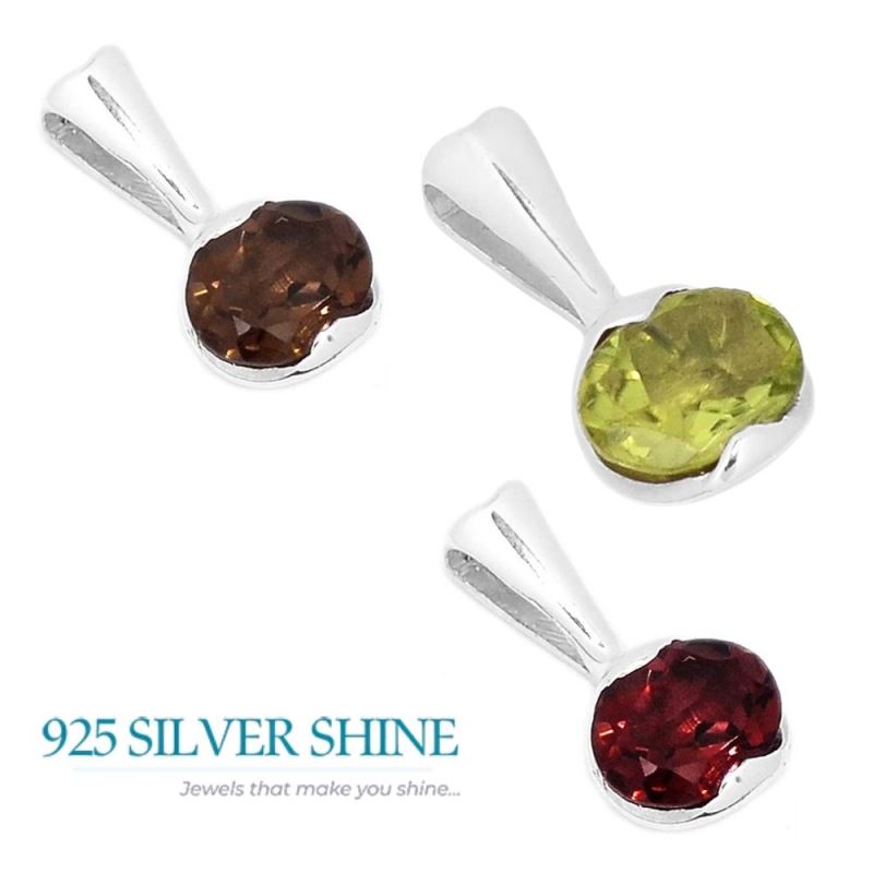 925 Fine Silver Pendants In Smokey Gemstone Jewelry 925SP279-3_2