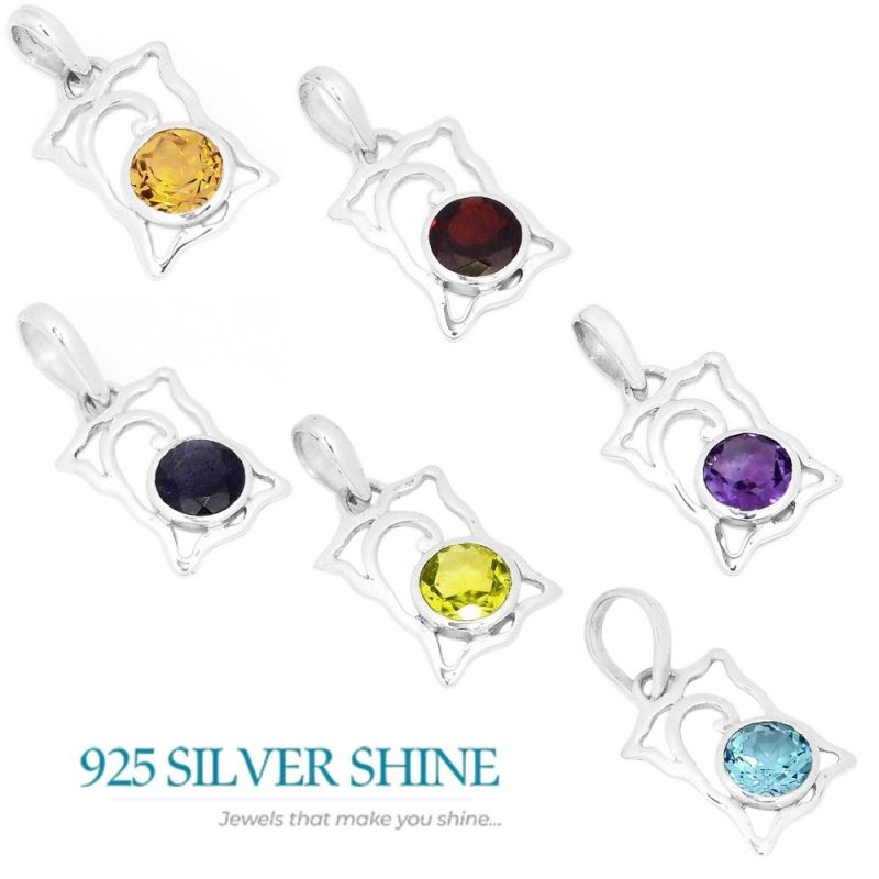 925 Solid Silver Pendants In Garnet Gemstone Jewelry 925SP281-3_2