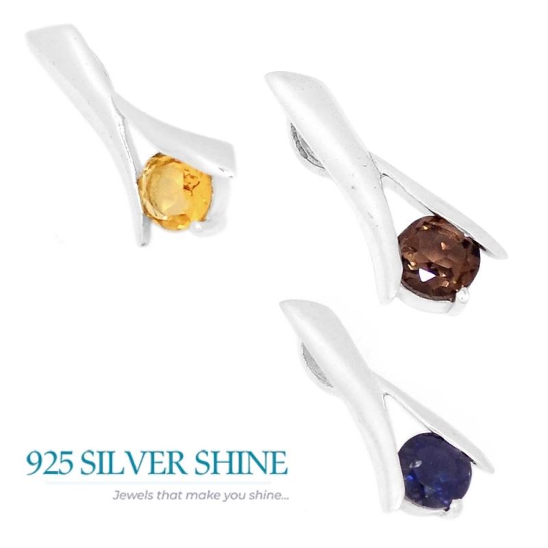 Smokey Gemstone Pendants In Fine Sterling Silver Jewelry 925SP284-1_2