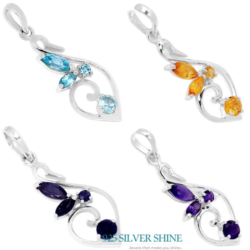 925 Fine Silver Pendants In Citrine Gemstone Jewelry 925SP288-2_1