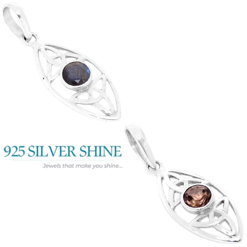 925 Fine Silver Pendants In Smokey Gemstone Jewelry 925SP290-2_2