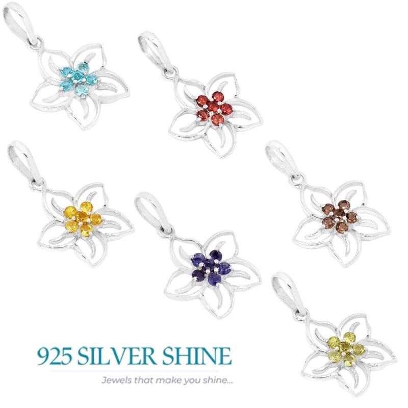 925 Sterling Silver Handmade Pendants In Blue Topaz Gemstone Jewelry 925SP291-6_2