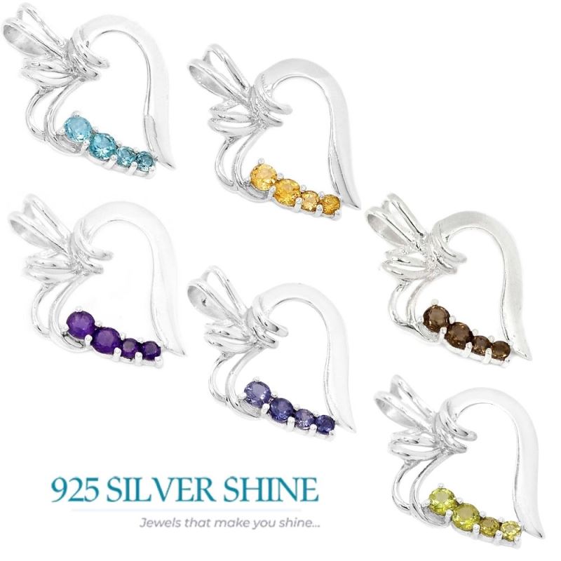 Smokey Gemstone Pendants In Fine Sterling Silver Jewelry 925SP297-1_1