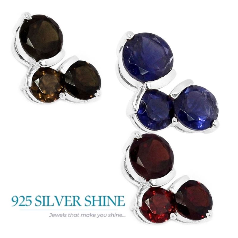 Smokey Gemstone Pendants In 925 Solid Silver Jewelry 925SP298-1_2