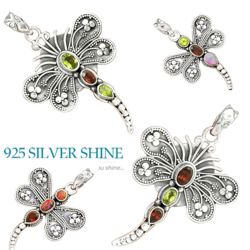 Multi Gemstone Pendants In Fine Sterling Silver Jewelry 925SP30-1_4