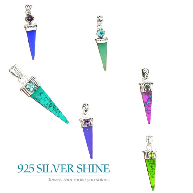 Solid Sterling Silver Pendants In Multi Gemstone Jewelry 925SP34-1_4