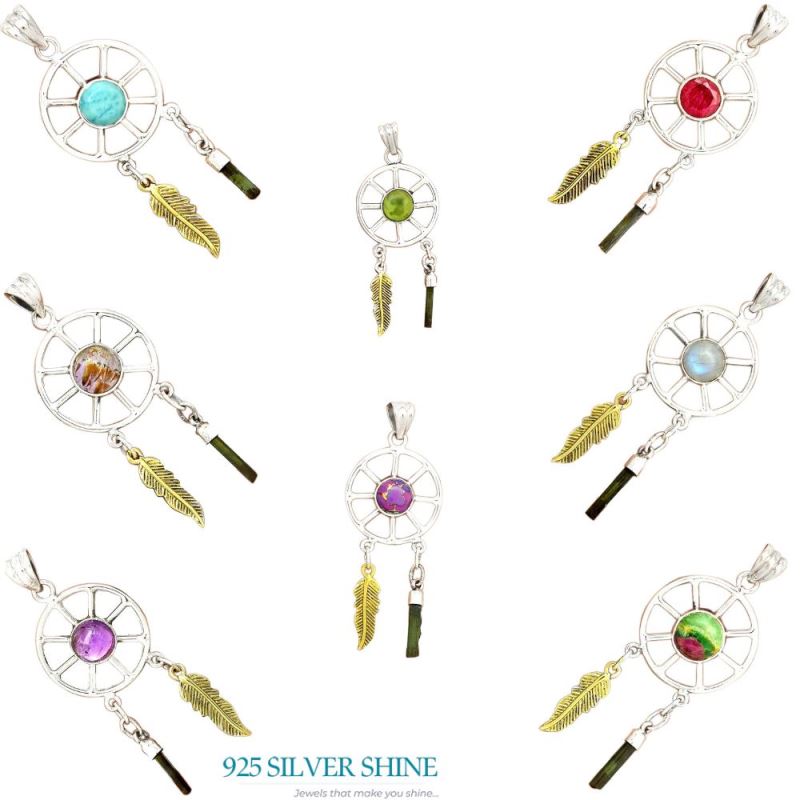 Fine Sterling Silver Pendants In Multi Gemstone Jewelry 925SP38-1_3