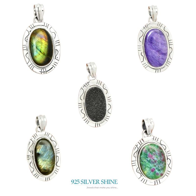 Charoite Gemstone Pendants In Fine Sterling Silver Jewelry 925SP40-1_4
