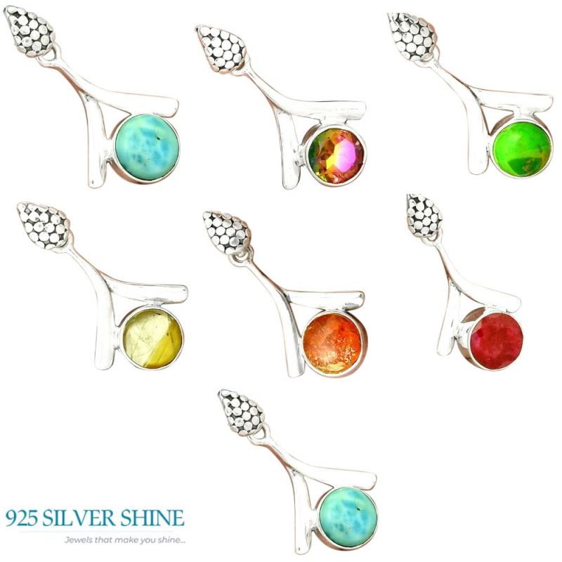 Turquoise Gemstone Pendants In 925 Fine Silver Jewelry 925SP45-2_3
