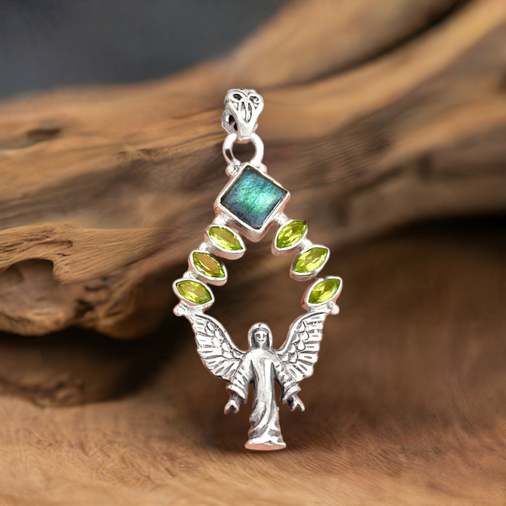 925 Solid Silver Pendants In Multi Gemstone Jewelry 925SP51-1