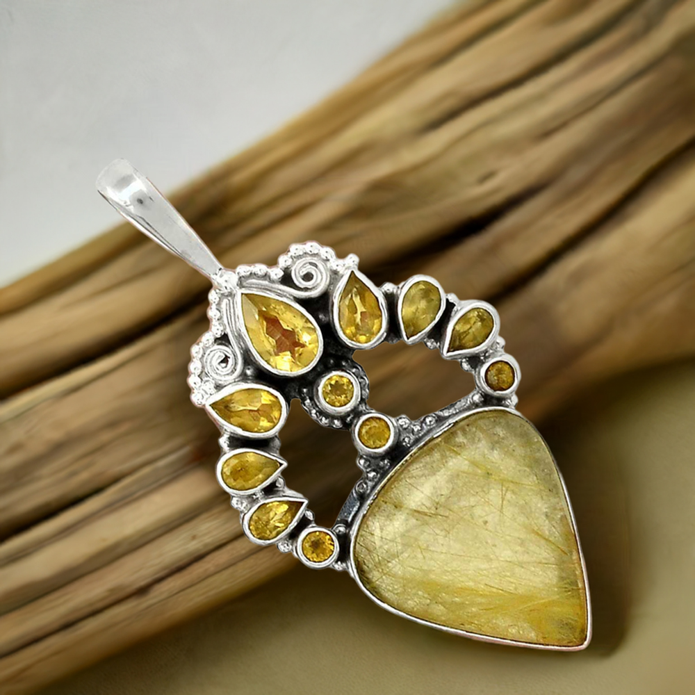 Multi Gemstone Handmade Pendants In Solid Sterling Silver Jewelry 925SP56-2