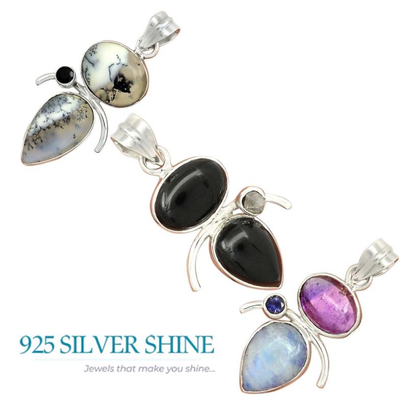 Multi Gemstone Pendants In Fine Sterling Silver Jewelry 925SP57-1_4