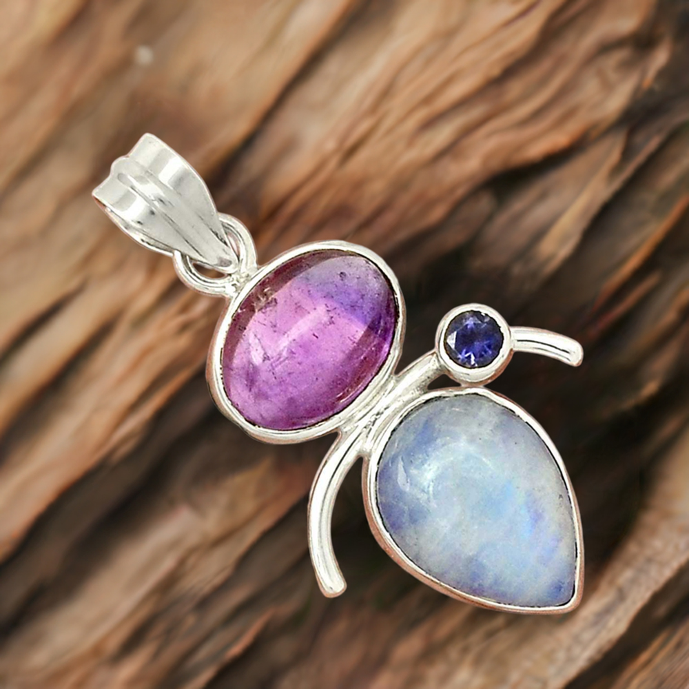Multi Gemstone Pendants In 925 Solid Silver Jewelry 925SP57-2