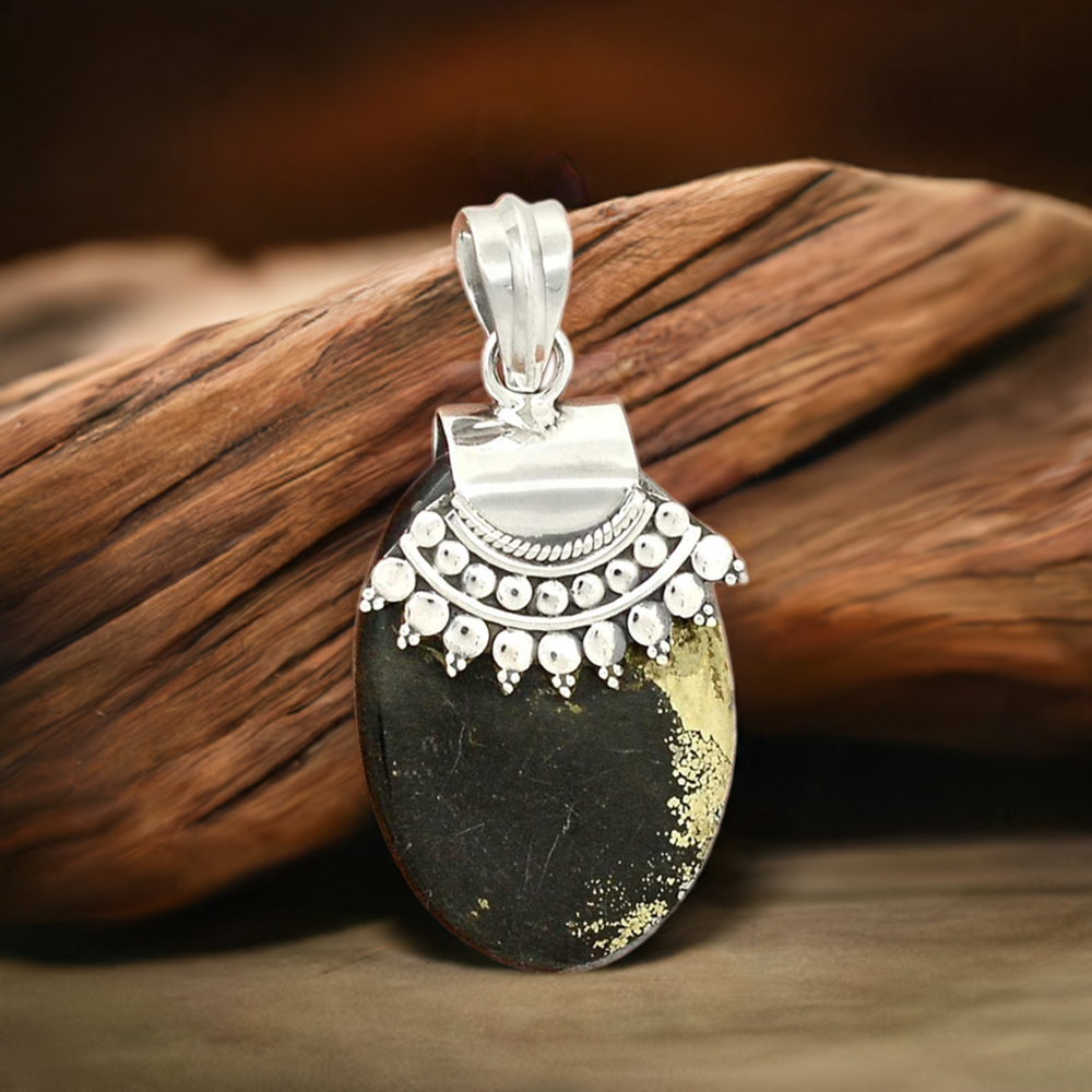 925 Solid Silver Pendants In Pyrite In Magnetite Gemstone Jewelry 925SP66-4