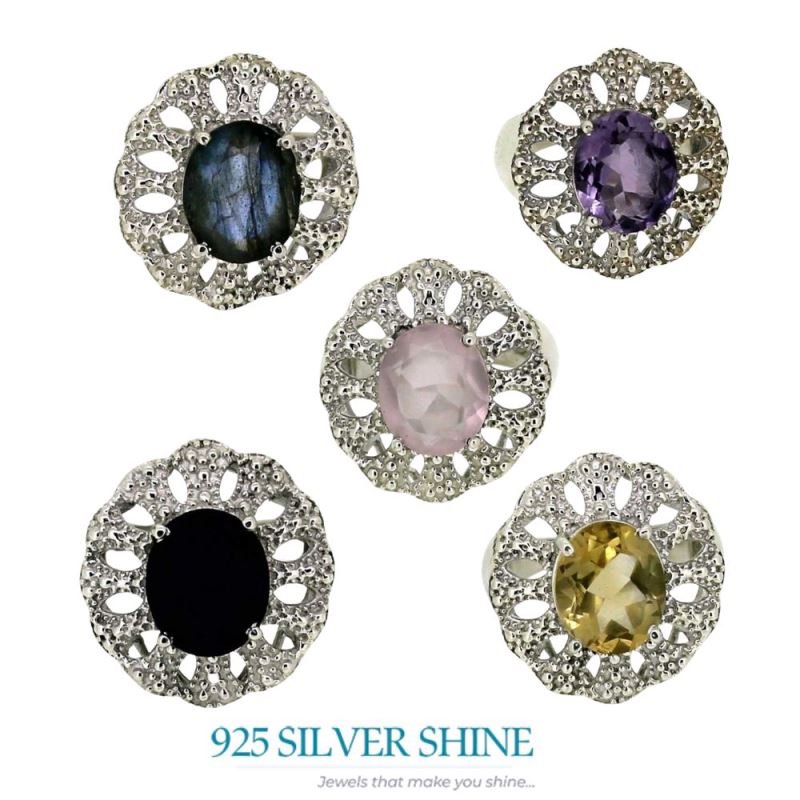 Sterling Silver Citrine Gemstone Rings 925SR018-4_4