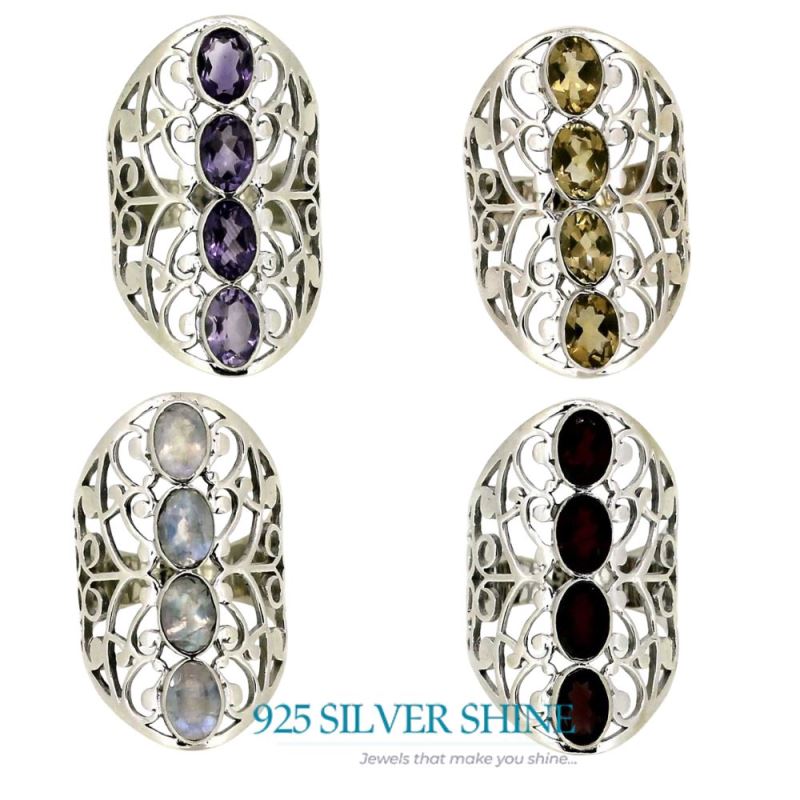 Semi Precious Amethyst Gemstone Handmade Ring In 925 Sterling Silver 925SR020-4_5