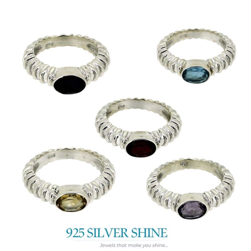 Genuine Black Onyx Semi Precious Gemstone Ring In Solid Silver 925SR025-4_4