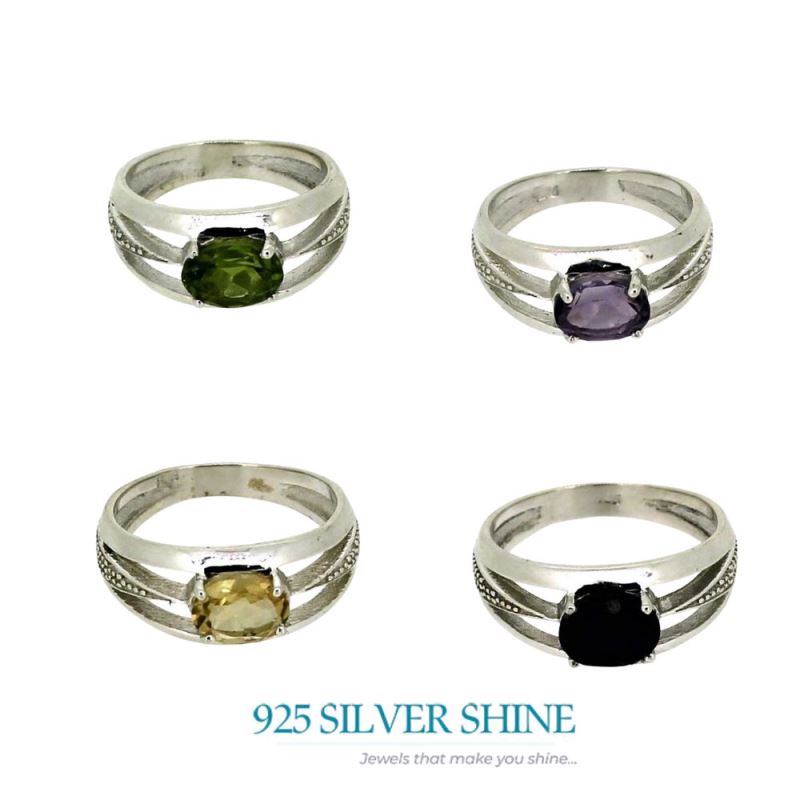 Stunning Peridot Gemstone Silver Rings 925SR027-3_5