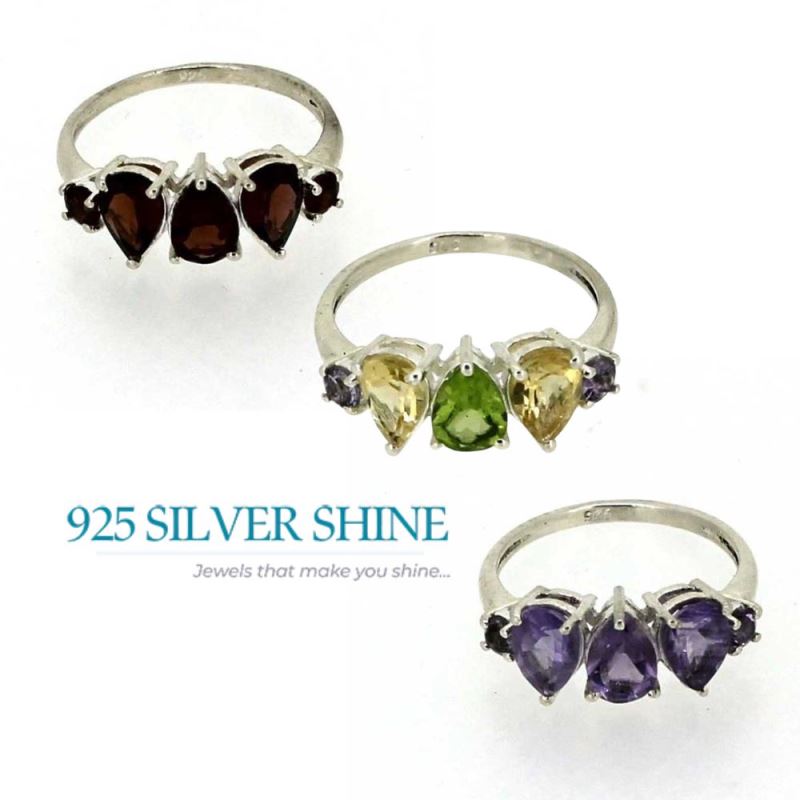 Stunning Multi Stone Gemstone Handmade Ring In Sterling Silver 925SR03-3_5