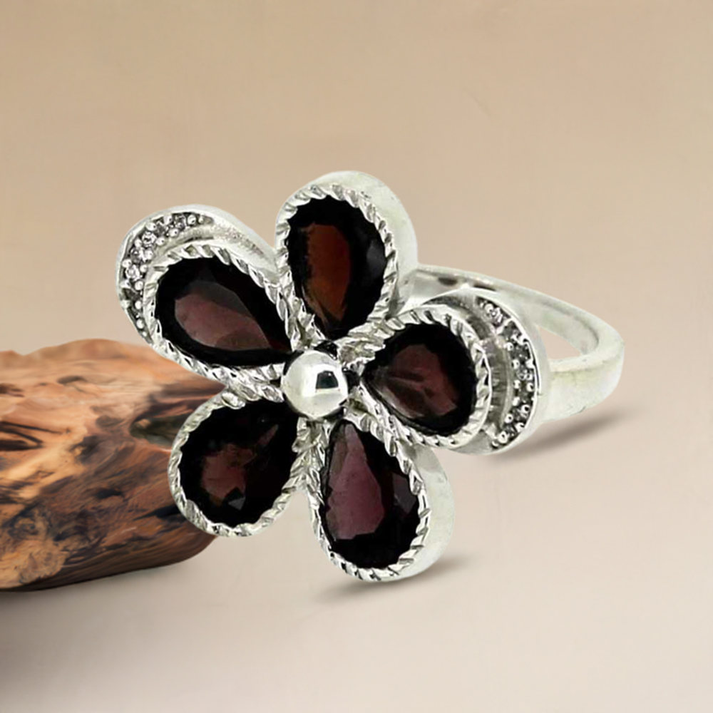 Natural Garnet Gemstone Handmade Ring In Sterling Silver 925SR043-2