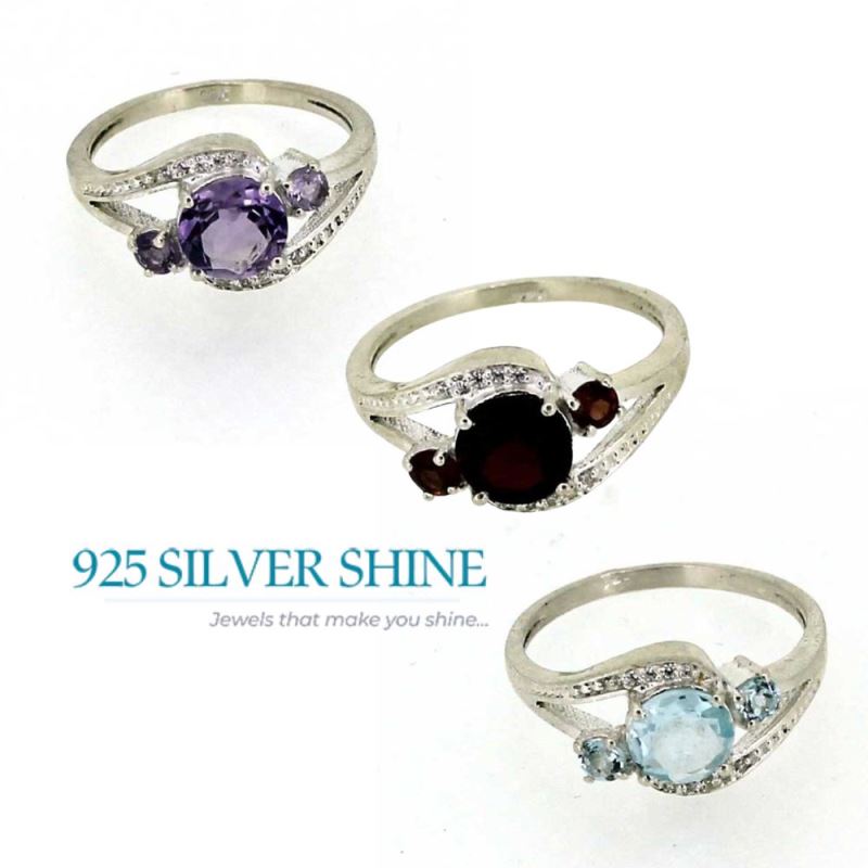 Stunning Blue Topaz Semi Precious Gemstone Ring In 925 Silver 925SR052-1_4