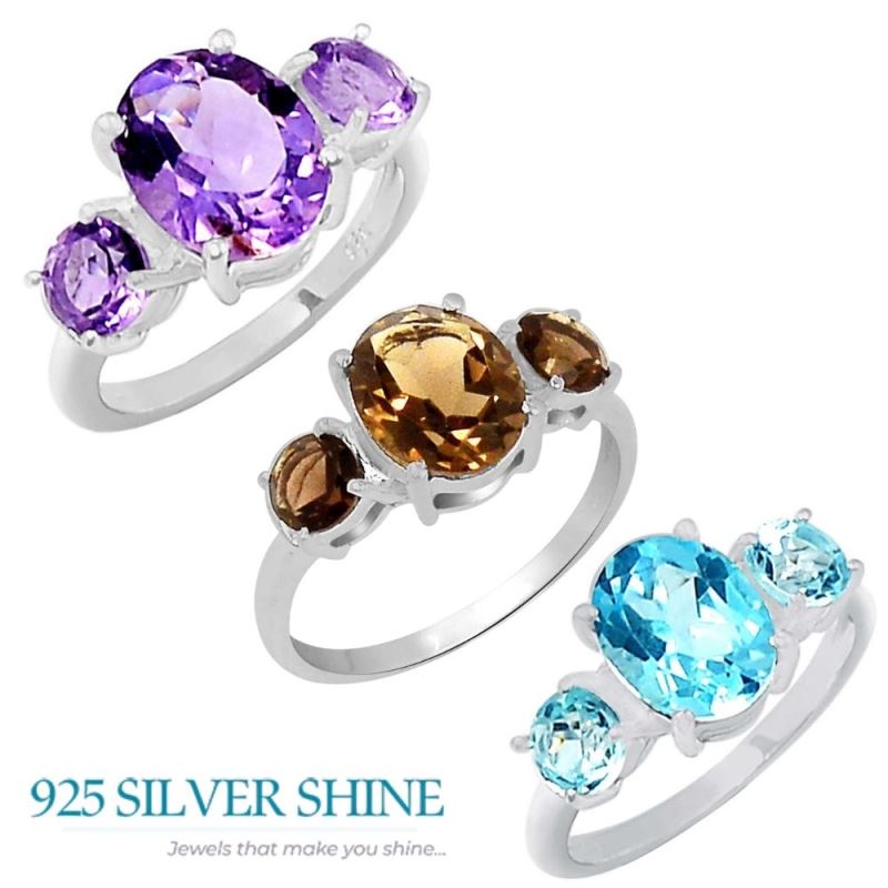 Natural Amethyst Semi Precious Gemstone Ring In Solid Silver 925SR059-3_1